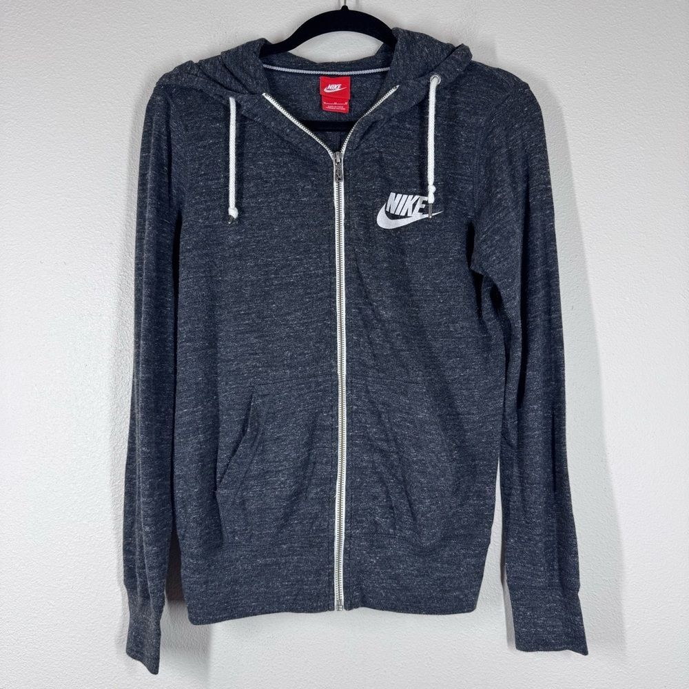 Nike Women's Gym Vintage Charcoal Gray Zip Up Hoodie Jacket Full Zip Size Medium